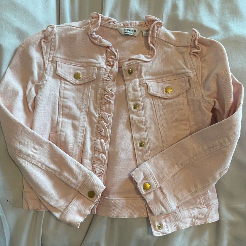 Janie and Jack Light Pink Jean Jacket with Gold Buttons
